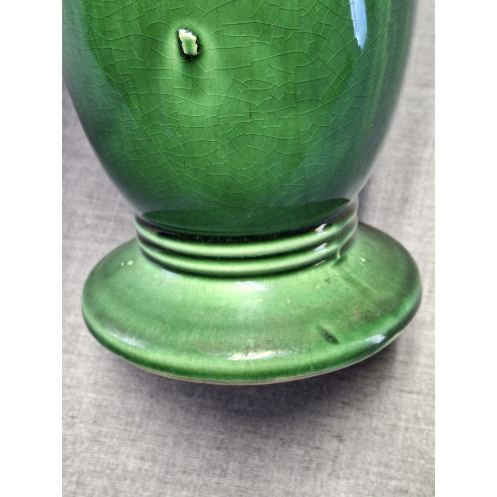 Vintage McCoy Pottery Green Ribbed Vase Tab Handles USA Art Pottery Mid Century - Picture 6 of 11
